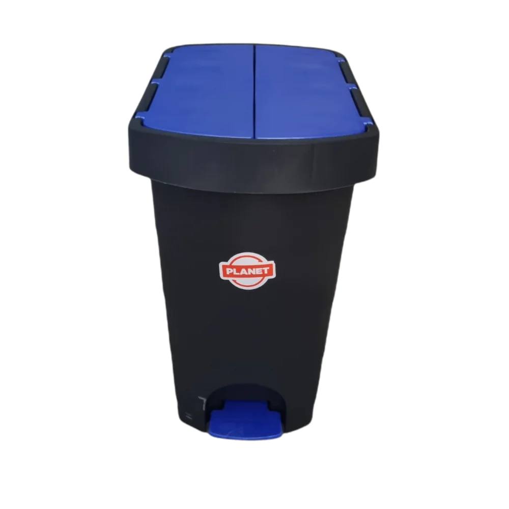 dimensions 50 x 32 x 58cm with pedal with double opening lid of various colors. Contains an internal quick-removal container. Made of durable polypropylene that is easy to clean.