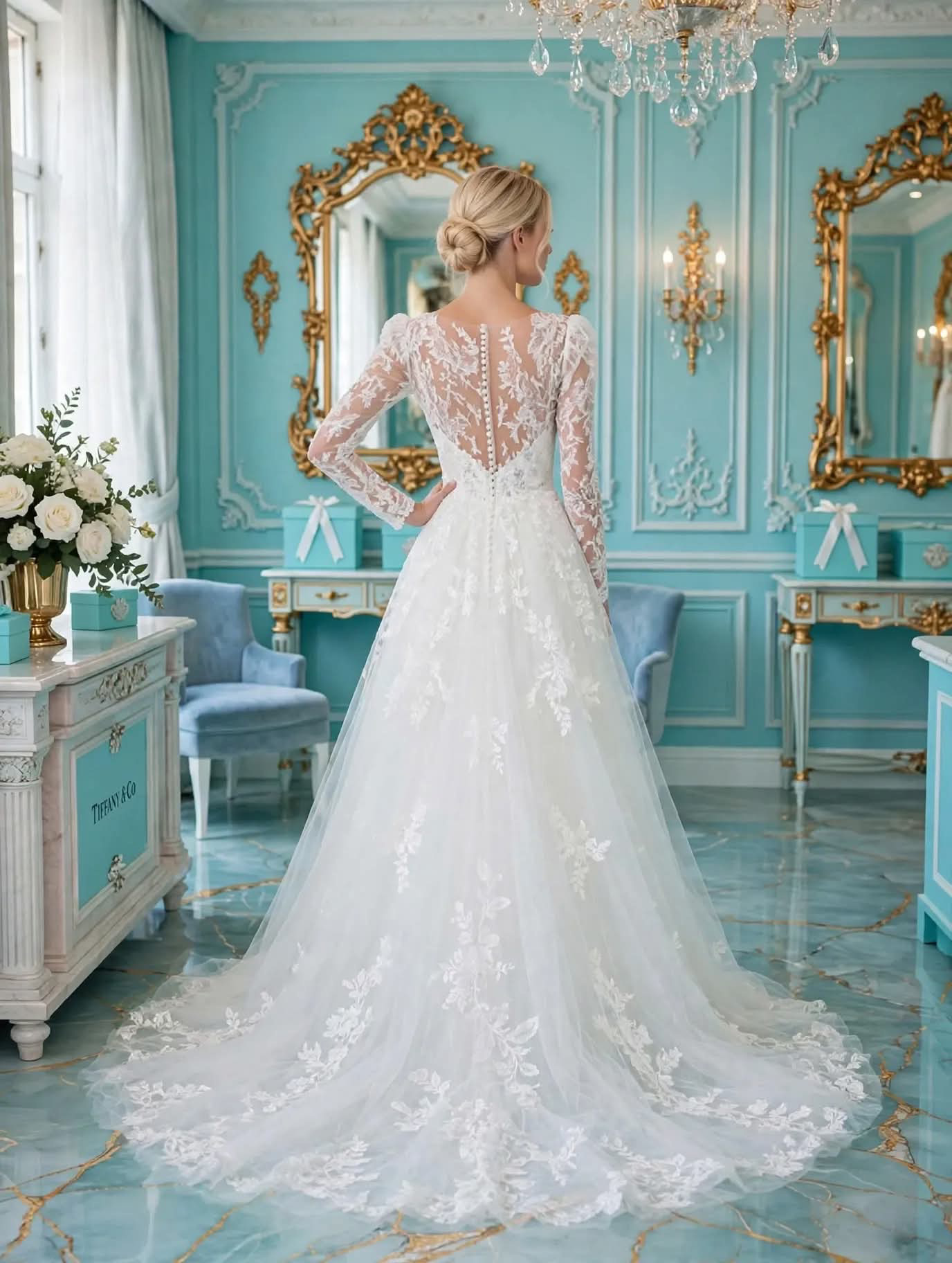Νυφικό ΑΓΛΑΙΑ πίσω όψη - Bouchlarioti Bridal