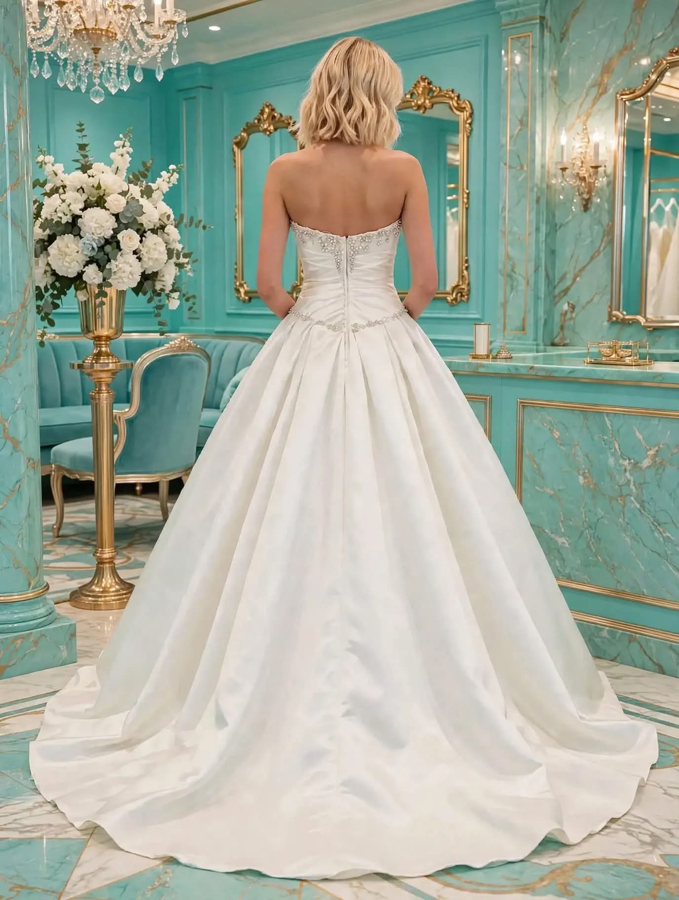 Νυφικό ΑΚΡΙΒΗ πίσω όψη - Bouchlarioti Bridal