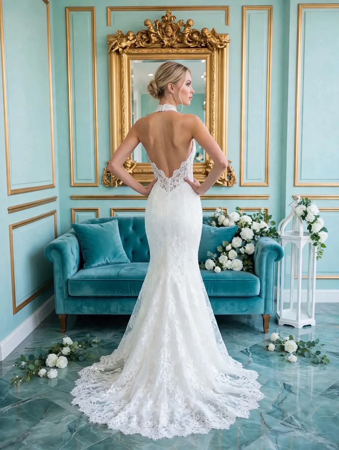 Νυφικό ΑΝΤΙΓΟΝΗ πίσω όψη - Bouchlarioti Bridal