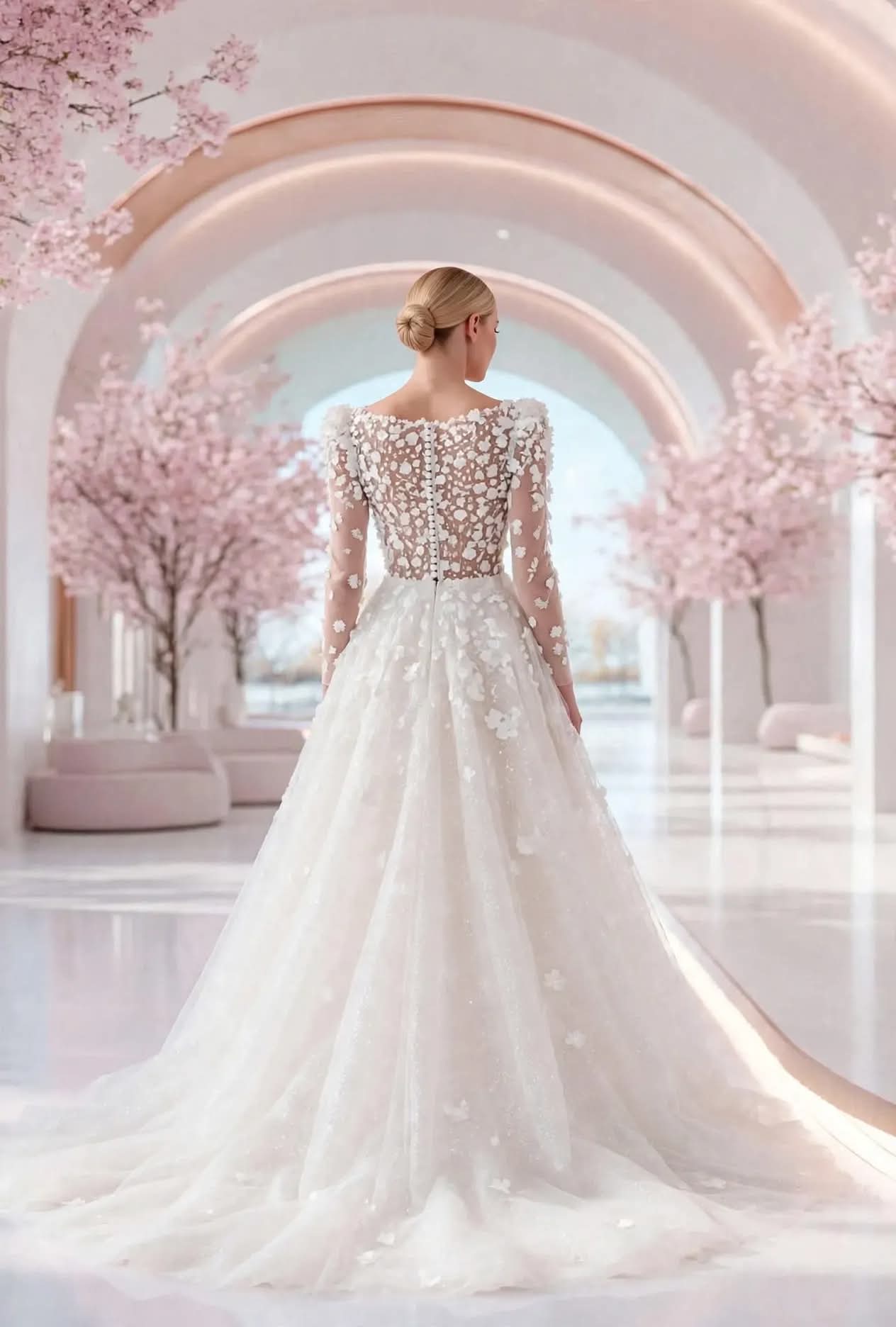 Νυφικό ΑΚΥΛΙΝΑ πίσω όψη - Bouchlarioti Bridal